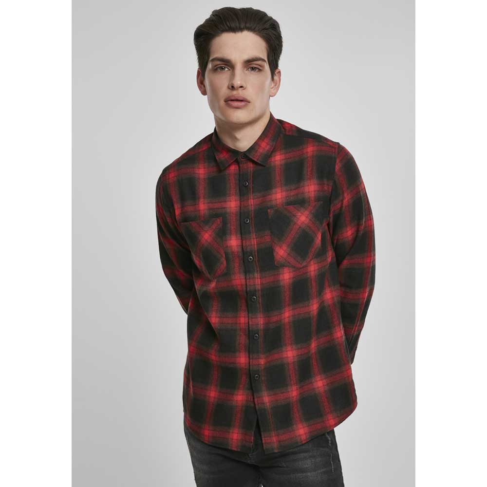 Urban Classics - Checked Flanell Overhemd - Zwart/Rood